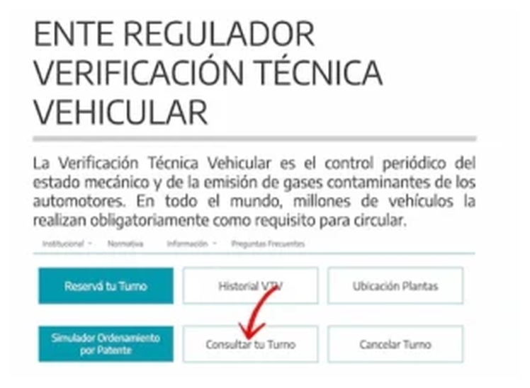 Paso 1 para consultar o cambiar el turno de la VTV en Luján