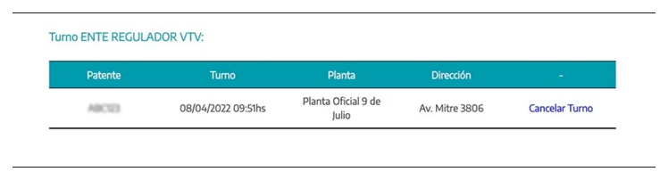 Paso 3 para consultar o cambiar el turno de la VTV en Luján
